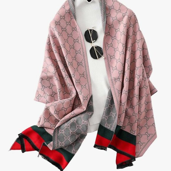 Luxe Burgundy Plaid Blanket Scarf – Oversized Winter Shawl Wrap for Women, Soft - Picture 1 of 6